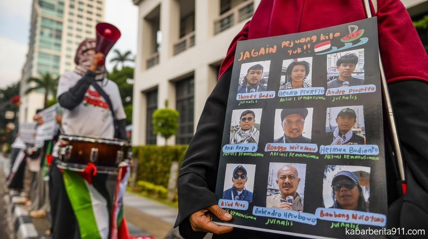 Seluruh 9 WNI Relawan Kapal Global Sumud Flotilla Gaza Diculik Israel