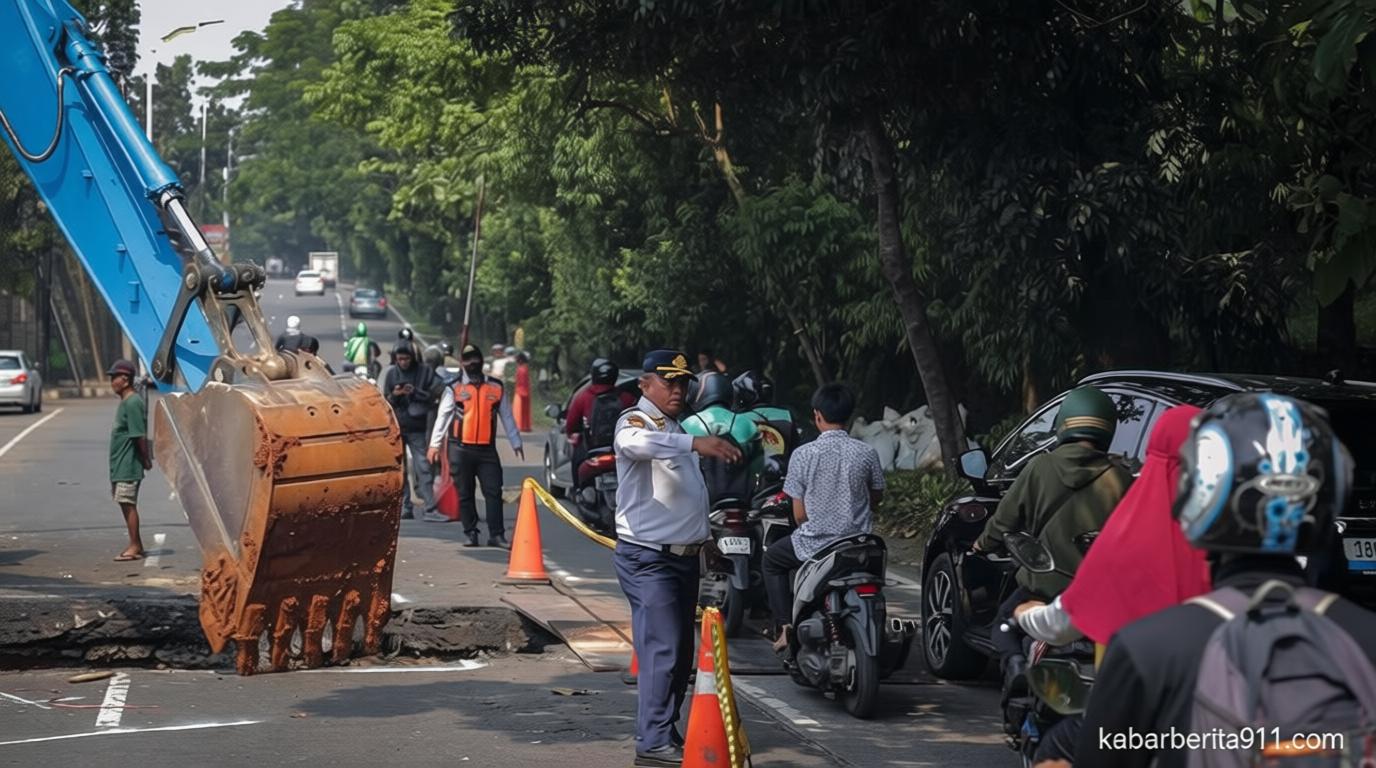 Ada Buka Tutup Jalur Usai Jalan Amblas di Lenteng Agung Malam Ini