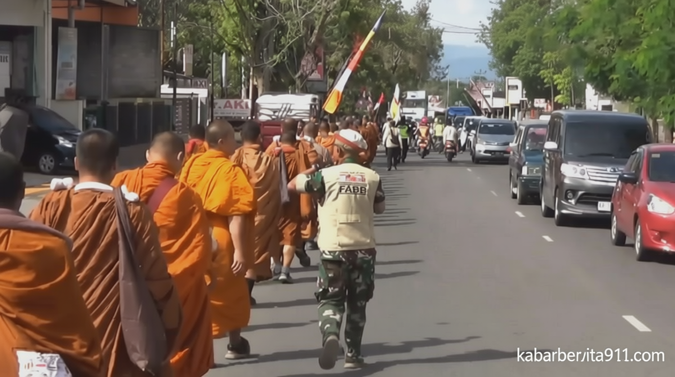 VIIDEO: 57 Biksu Thudong Bawa Pesan Perdamaian Menuju Borobudur