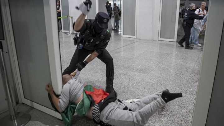 FOTO: Aktivis GSF Lepas dari Penjara Israel, Digebuk Polisi Spanyol