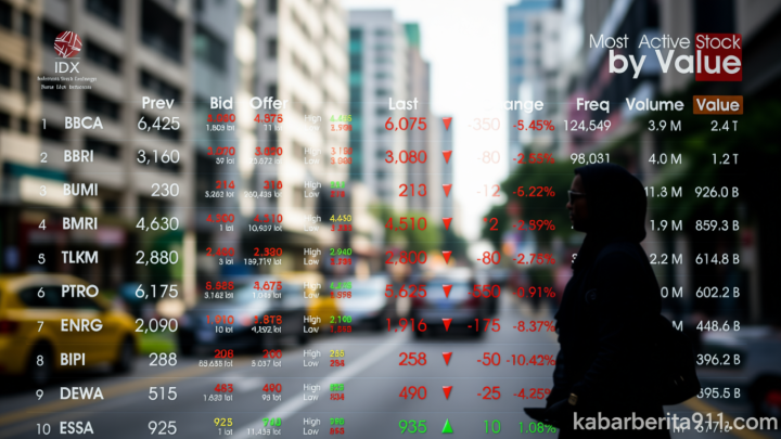 IHSG Ambruk 1,98 Persen ke 6.723 Sore Ini – 416 Saham Kebakaran