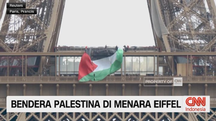 VIDEO: Bendera Palestina Dibentangkan di Menara Eiffel