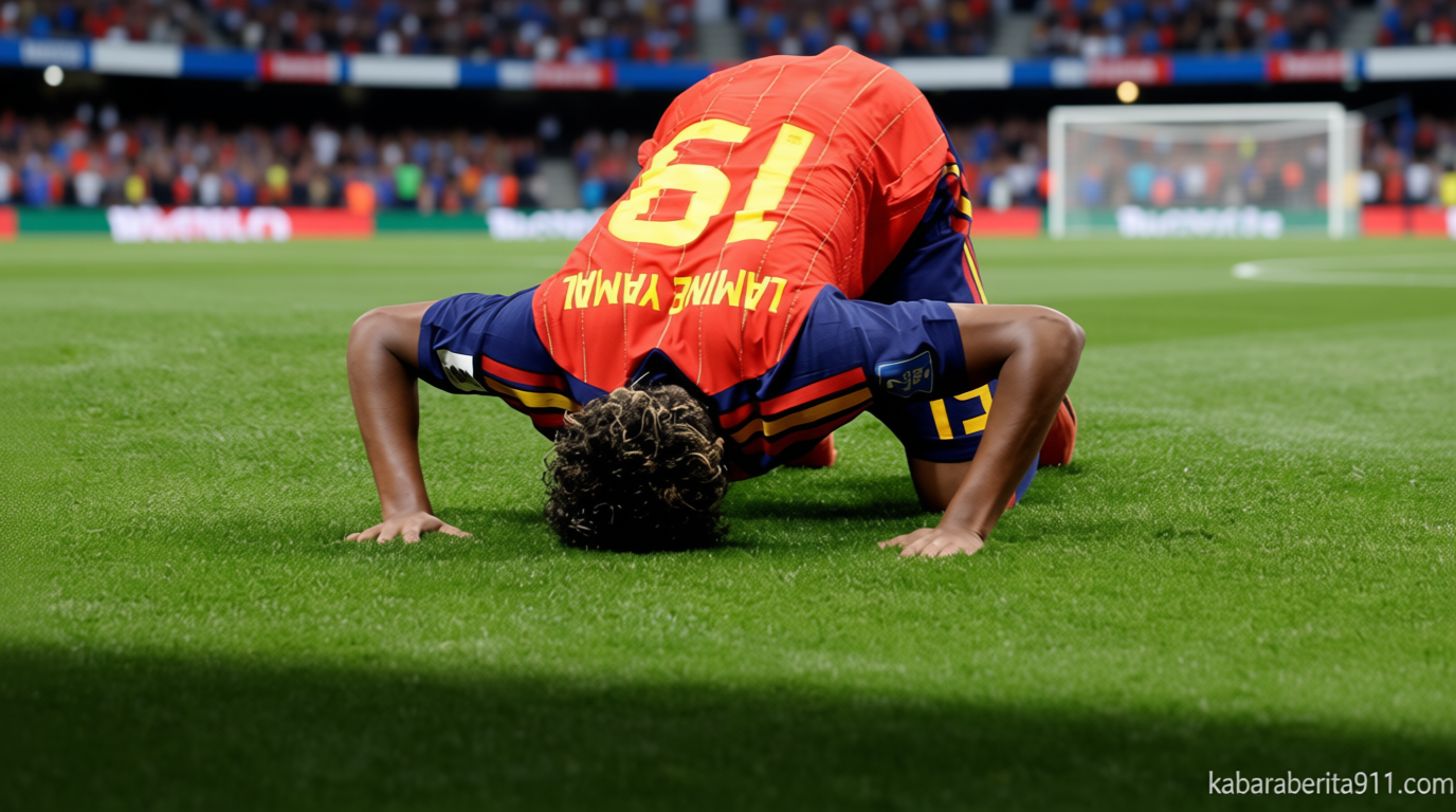Sujud Syukur Lamine Yamal usai Cetak Gol Pertama di Piala Dunia