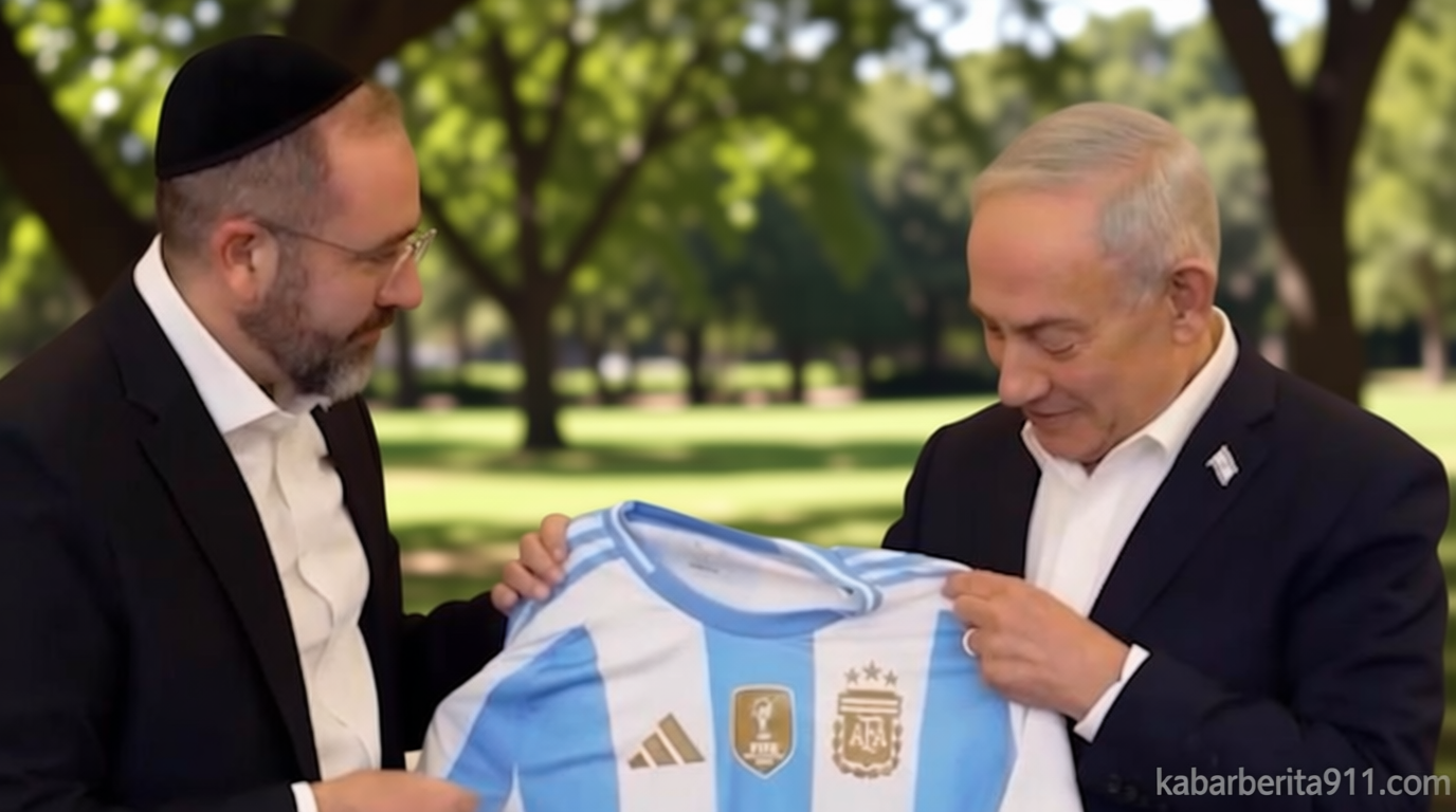 Main Agenda: Momen Netanyahu Dihadiahi Jersey Argentina Jelang Final Piala Dunia