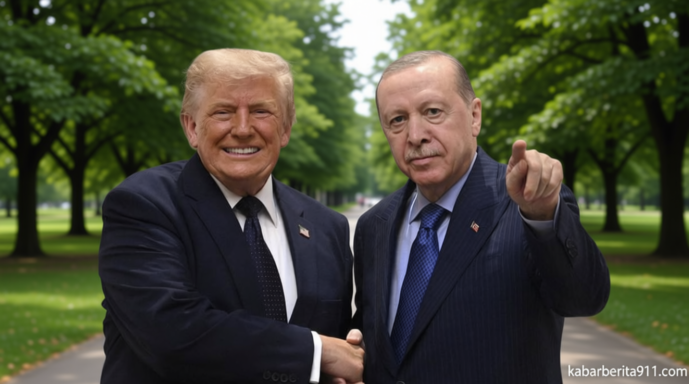 FOTO: Momen Trump Disambut Erdogan di Turki Jelang KTT NATO
